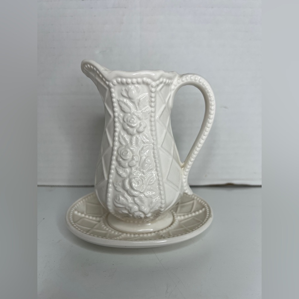 Vintage Inarco Japan Ceramic Small Floral Pitcher E-5331 With Saucer